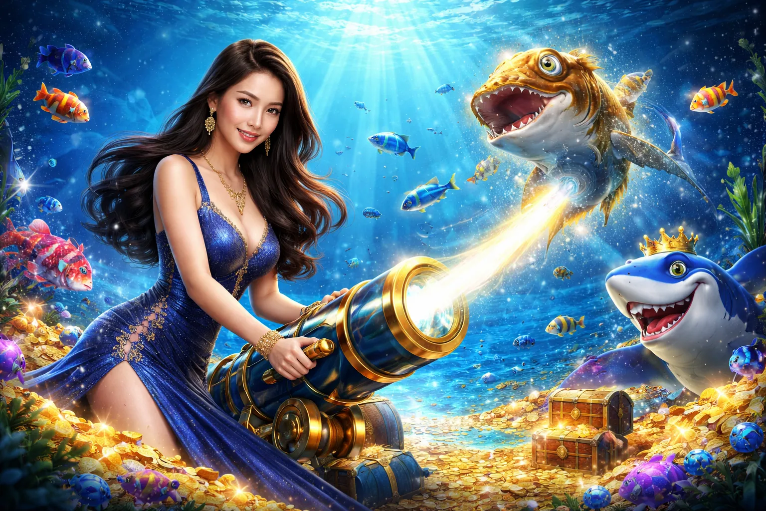 Hình ảnh đại dương rực rỡ trong trò chơi Bắn Cá Link 188